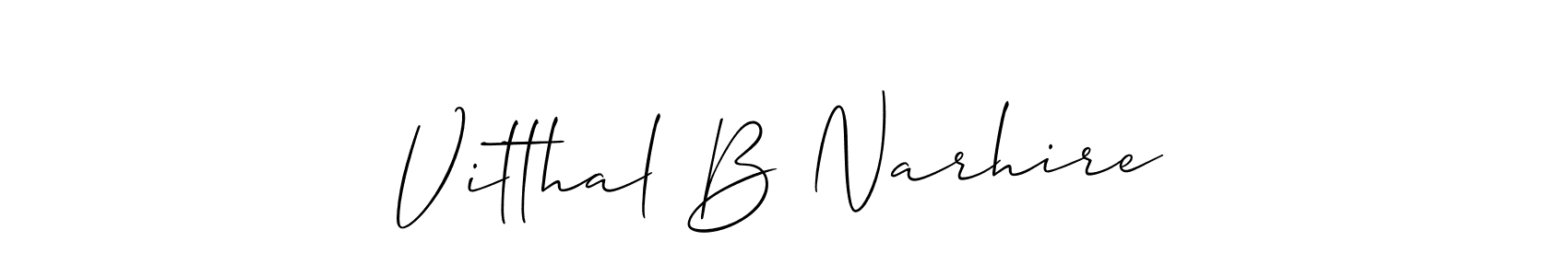 if you are searching for the best signature style for your name Vitthal B Narhire. so please give up your signature search. here we have designed multiple signature styles  using Allison_Script. Vitthal B Narhire signature style 2 images and pictures png