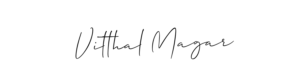 if you are searching for the best signature style for your name Vitthal Magar. so please give up your signature search. here we have designed multiple signature styles  using Allison_Script. Vitthal Magar signature style 2 images and pictures png