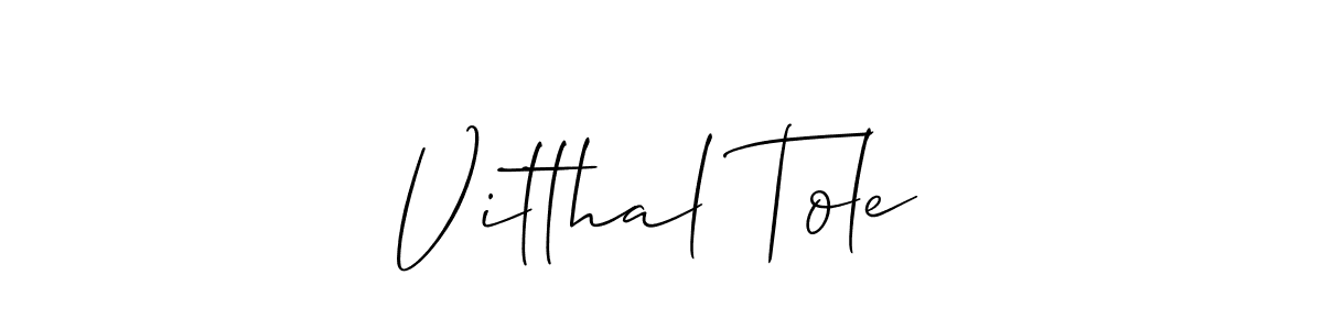 The best way (Allison_Script) to make a short signature is to pick only two or three words in your name. The name Vitthal Tole include a total of six letters. For converting this name. Vitthal Tole signature style 2 images and pictures png