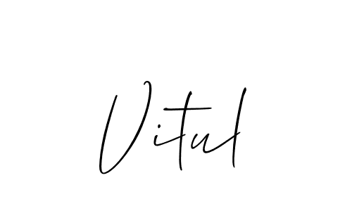 Vitul stylish signature style. Best Handwritten Sign (Allison_Script) for my name. Handwritten Signature Collection Ideas for my name Vitul. Vitul signature style 2 images and pictures png