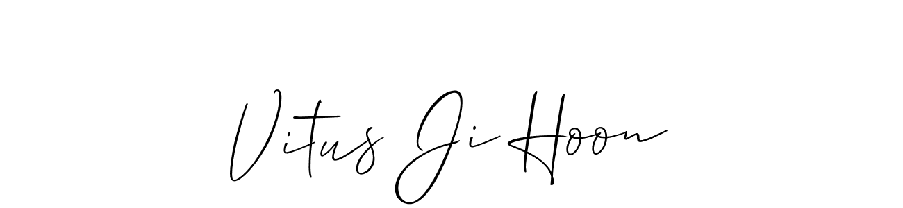 Make a beautiful signature design for name Vitus Ji Hoon. With this signature (Allison_Script) style, you can create a handwritten signature for free. Vitus Ji Hoon signature style 2 images and pictures png