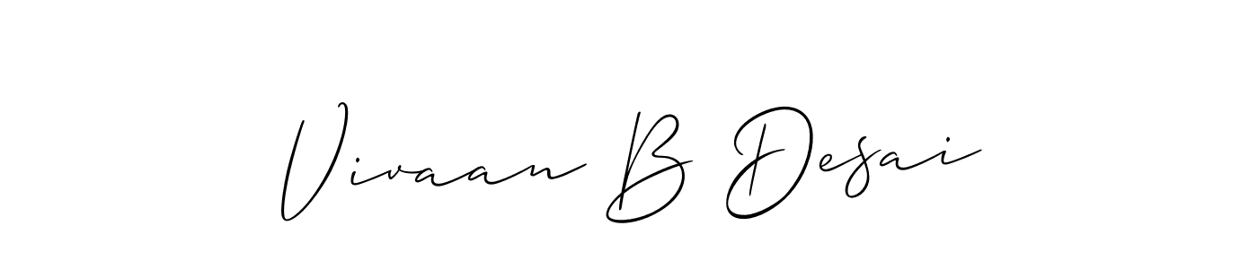 Use a signature maker to create a handwritten signature online. With this signature software, you can design (Allison_Script) your own signature for name Vivaan B Desai. Vivaan B Desai signature style 2 images and pictures png