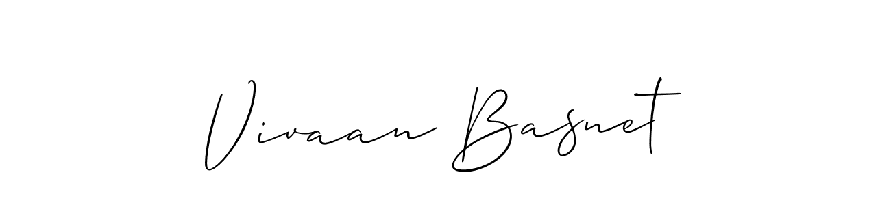 The best way (Allison_Script) to make a short signature is to pick only two or three words in your name. The name Vivaan Basnet include a total of six letters. For converting this name. Vivaan Basnet signature style 2 images and pictures png
