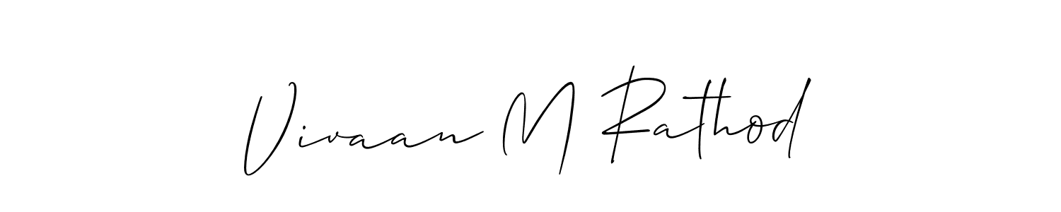 How to make Vivaan M Rathod name signature. Use Allison_Script style for creating short signs online. This is the latest handwritten sign. Vivaan M Rathod signature style 2 images and pictures png