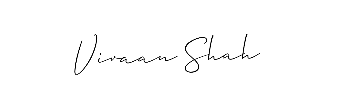 The best way (Allison_Script) to make a short signature is to pick only two or three words in your name. The name Vivaan Shah include a total of six letters. For converting this name. Vivaan Shah signature style 2 images and pictures png