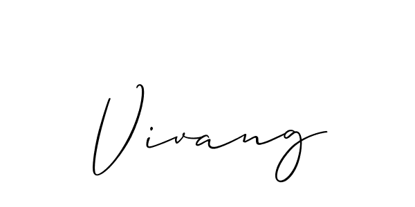 The best way (Allison_Script) to make a short signature is to pick only two or three words in your name. The name Vivang include a total of six letters. For converting this name. Vivang signature style 2 images and pictures png