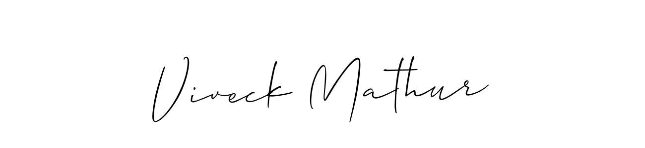 Make a beautiful signature design for name Viveck Mathur. With this signature (Allison_Script) style, you can create a handwritten signature for free. Viveck Mathur signature style 2 images and pictures png