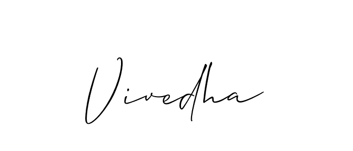 How to make Vivedha signature? Allison_Script is a professional autograph style. Create handwritten signature for Vivedha name. Vivedha signature style 2 images and pictures png