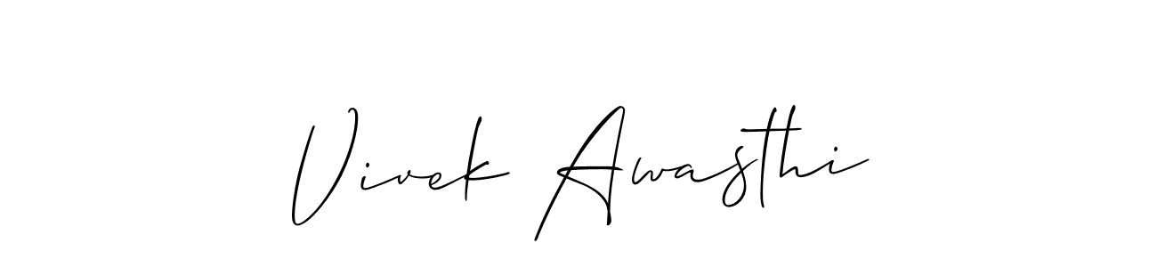 if you are searching for the best signature style for your name Vivek Awasthi. so please give up your signature search. here we have designed multiple signature styles  using Allison_Script. Vivek Awasthi signature style 2 images and pictures png