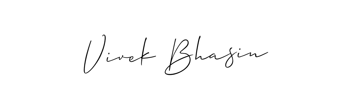 Allison_Script is a professional signature style that is perfect for those who want to add a touch of class to their signature. It is also a great choice for those who want to make their signature more unique. Get Vivek Bhasin name to fancy signature for free. Vivek Bhasin signature style 2 images and pictures png