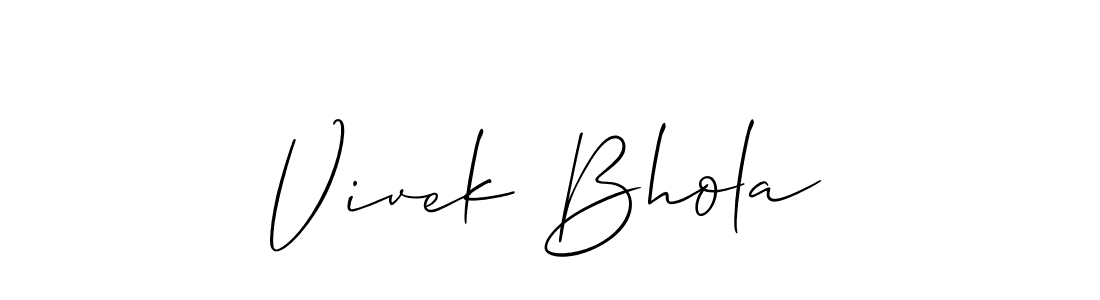 This is the best signature style for the Vivek Bhola name. Also you like these signature font (Allison_Script). Mix name signature. Vivek Bhola signature style 2 images and pictures png