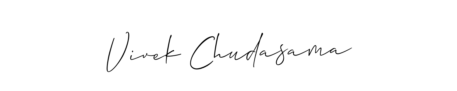 Allison_Script is a professional signature style that is perfect for those who want to add a touch of class to their signature. It is also a great choice for those who want to make their signature more unique. Get Vivek Chudasama name to fancy signature for free. Vivek Chudasama signature style 2 images and pictures png