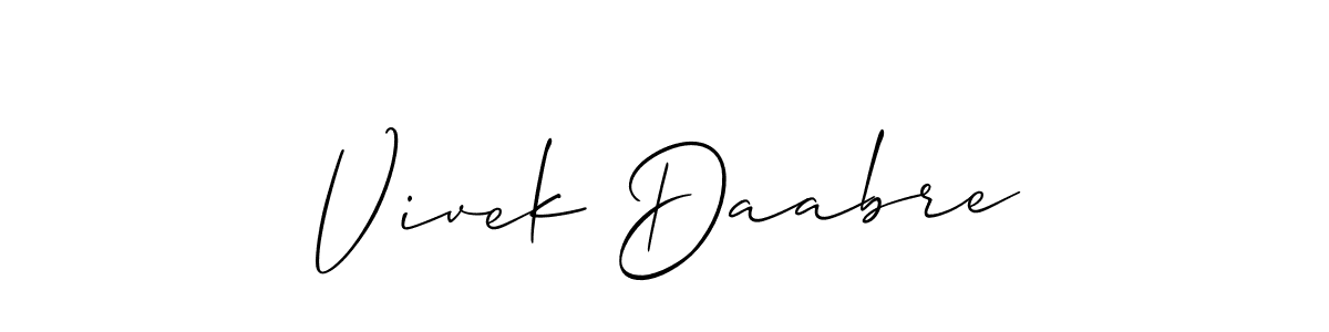 You should practise on your own different ways (Allison_Script) to write your name (Vivek Daabre) in signature. don't let someone else do it for you. Vivek Daabre signature style 2 images and pictures png