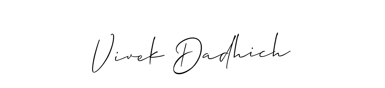 How to Draw Vivek Dadhich signature style? Allison_Script is a latest design signature styles for name Vivek Dadhich. Vivek Dadhich signature style 2 images and pictures png
