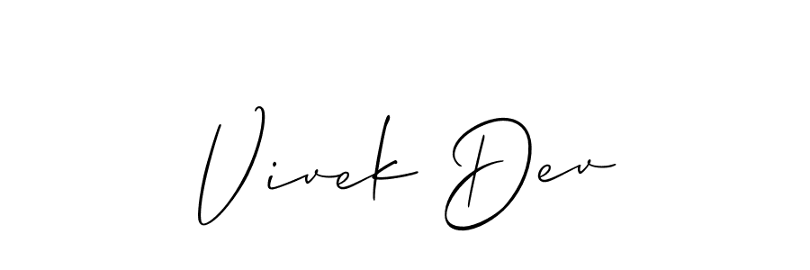 It looks lik you need a new signature style for name Vivek Dev. Design unique handwritten (Allison_Script) signature with our free signature maker in just a few clicks. Vivek Dev signature style 2 images and pictures png