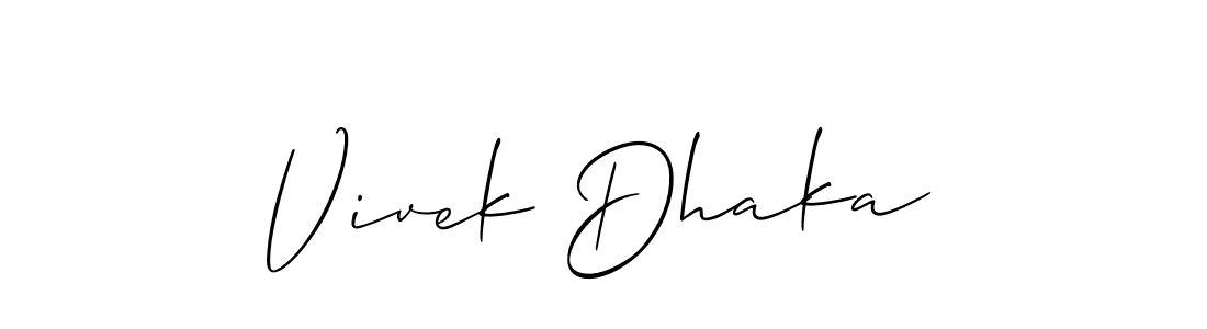 Also You can easily find your signature by using the search form. We will create Vivek Dhaka name handwritten signature images for you free of cost using Allison_Script sign style. Vivek Dhaka signature style 2 images and pictures png