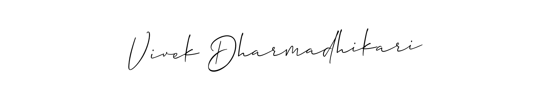 This is the best signature style for the Vivek Dharmadhikari name. Also you like these signature font (Allison_Script). Mix name signature. Vivek Dharmadhikari signature style 2 images and pictures png