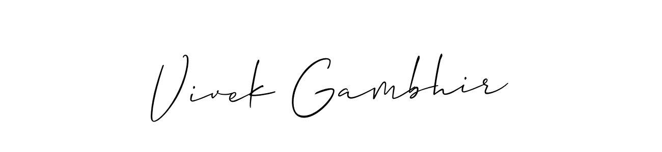Create a beautiful signature design for name Vivek Gambhir. With this signature (Allison_Script) fonts, you can make a handwritten signature for free. Vivek Gambhir signature style 2 images and pictures png