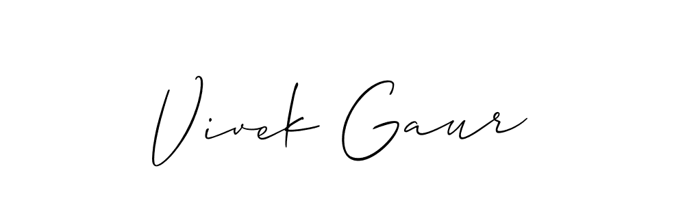 Also we have Vivek Gaur name is the best signature style. Create professional handwritten signature collection using Allison_Script autograph style. Vivek Gaur signature style 2 images and pictures png