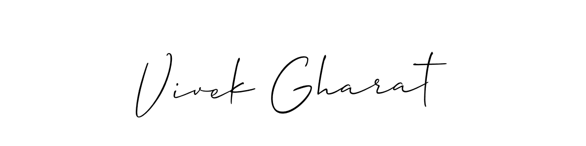 It looks lik you need a new signature style for name Vivek Gharat. Design unique handwritten (Allison_Script) signature with our free signature maker in just a few clicks. Vivek Gharat signature style 2 images and pictures png