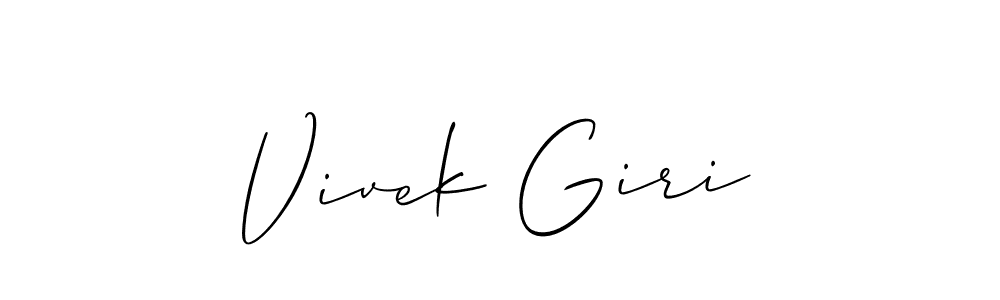 Also You can easily find your signature by using the search form. We will create Vivek Giri name handwritten signature images for you free of cost using Allison_Script sign style. Vivek Giri signature style 2 images and pictures png