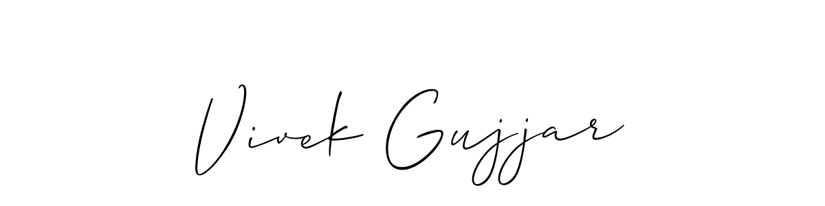 Make a beautiful signature design for name Vivek Gujjar. With this signature (Allison_Script) style, you can create a handwritten signature for free. Vivek Gujjar signature style 2 images and pictures png