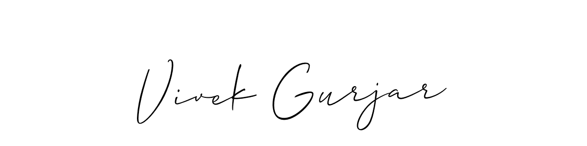 if you are searching for the best signature style for your name Vivek Gurjar. so please give up your signature search. here we have designed multiple signature styles  using Allison_Script. Vivek Gurjar signature style 2 images and pictures png