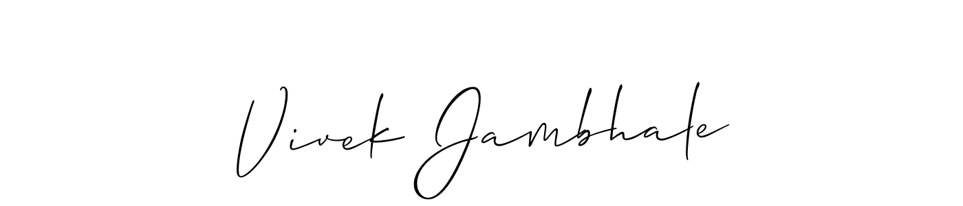 Allison_Script is a professional signature style that is perfect for those who want to add a touch of class to their signature. It is also a great choice for those who want to make their signature more unique. Get Vivek Jambhale name to fancy signature for free. Vivek Jambhale signature style 2 images and pictures png