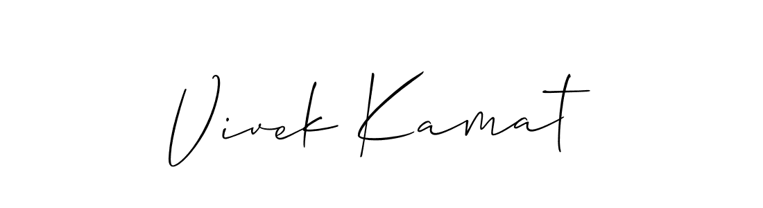 The best way (Allison_Script) to make a short signature is to pick only two or three words in your name. The name Vivek Kamat include a total of six letters. For converting this name. Vivek Kamat signature style 2 images and pictures png