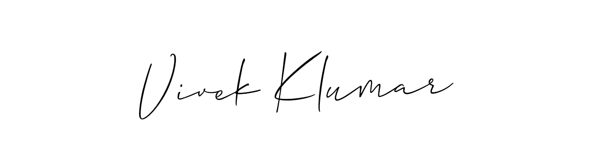 How to make Vivek Klumar name signature. Use Allison_Script style for creating short signs online. This is the latest handwritten sign. Vivek Klumar signature style 2 images and pictures png