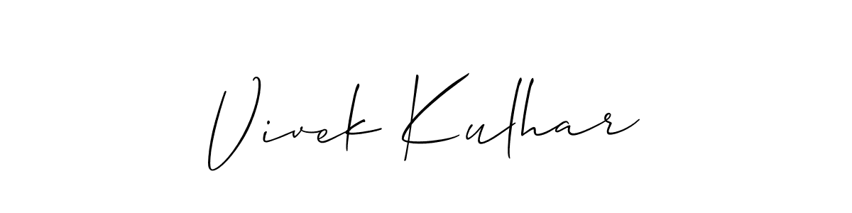 Create a beautiful signature design for name Vivek Kulhar. With this signature (Allison_Script) fonts, you can make a handwritten signature for free. Vivek Kulhar signature style 2 images and pictures png