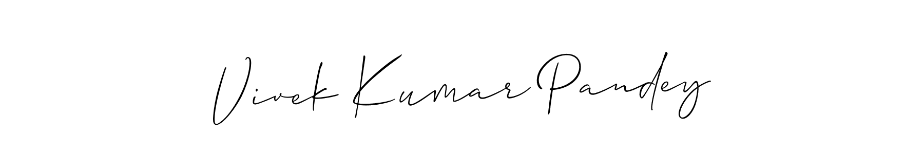 How to make Vivek Kumar Pandey name signature. Use Allison_Script style for creating short signs online. This is the latest handwritten sign. Vivek Kumar Pandey signature style 2 images and pictures png