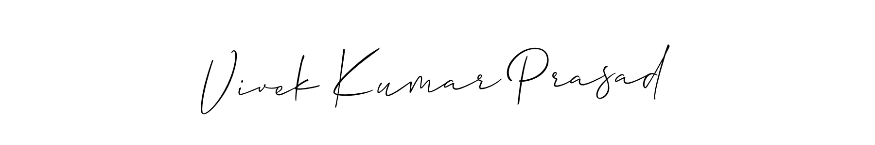 Allison_Script is a professional signature style that is perfect for those who want to add a touch of class to their signature. It is also a great choice for those who want to make their signature more unique. Get Vivek Kumar Prasad name to fancy signature for free. Vivek Kumar Prasad signature style 2 images and pictures png