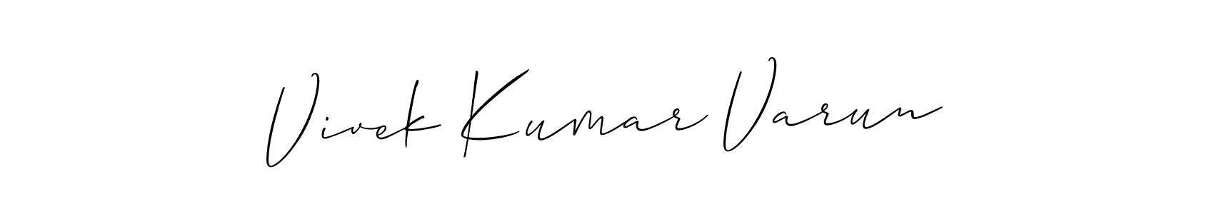 The best way (Allison_Script) to make a short signature is to pick only two or three words in your name. The name Vivek Kumar Varun include a total of six letters. For converting this name. Vivek Kumar Varun signature style 2 images and pictures png