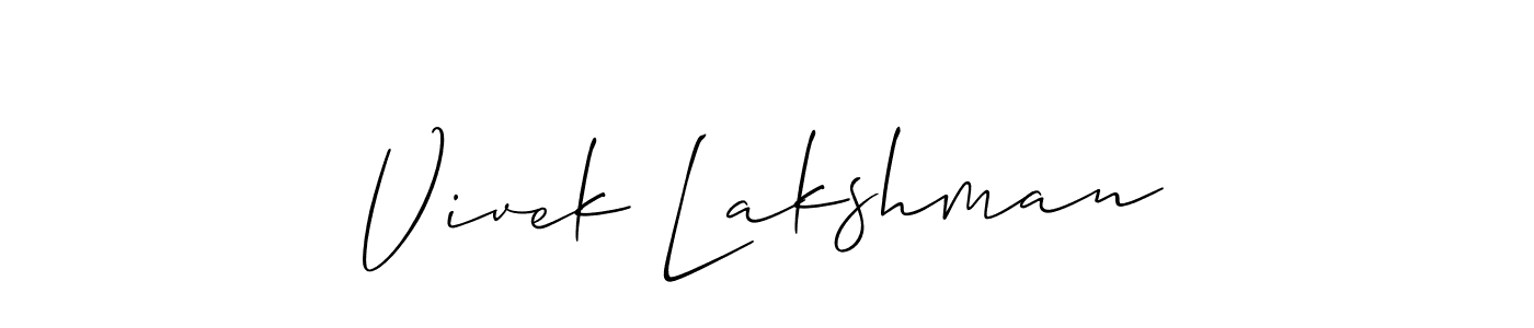 The best way (Allison_Script) to make a short signature is to pick only two or three words in your name. The name Vivek Lakshman include a total of six letters. For converting this name. Vivek Lakshman signature style 2 images and pictures png