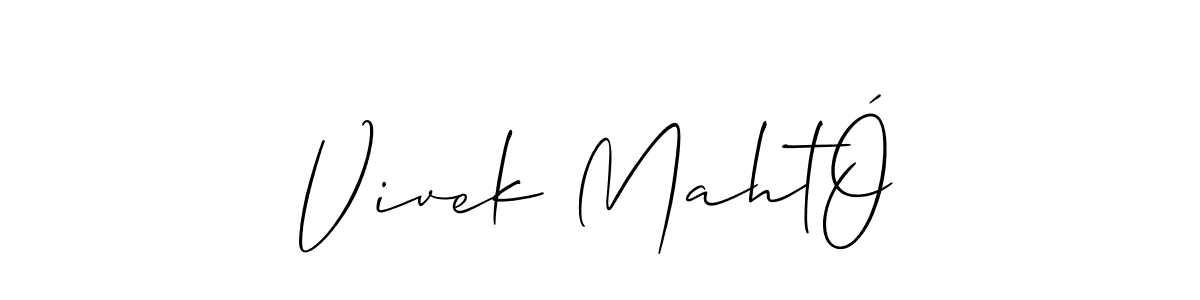 The best way (Allison_Script) to make a short signature is to pick only two or three words in your name. The name Vivek MahtÓ include a total of six letters. For converting this name. Vivek MahtÓ signature style 2 images and pictures png