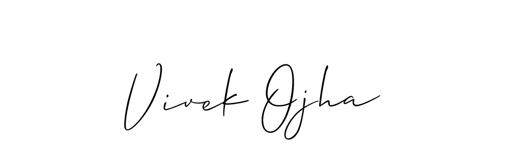 The best way (Allison_Script) to make a short signature is to pick only two or three words in your name. The name Vivek Ojha include a total of six letters. For converting this name. Vivek Ojha signature style 2 images and pictures png
