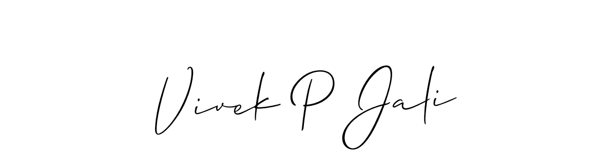 if you are searching for the best signature style for your name Vivek P Jali. so please give up your signature search. here we have designed multiple signature styles  using Allison_Script. Vivek P Jali signature style 2 images and pictures png