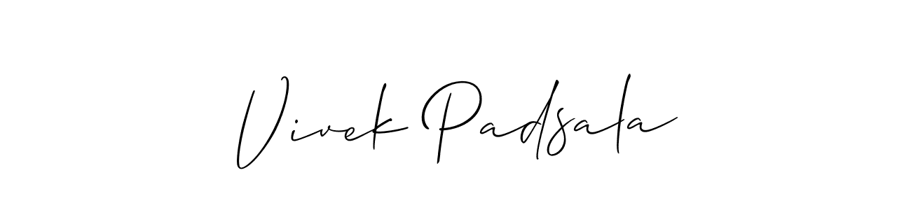 Also we have Vivek Padsala name is the best signature style. Create professional handwritten signature collection using Allison_Script autograph style. Vivek Padsala signature style 2 images and pictures png