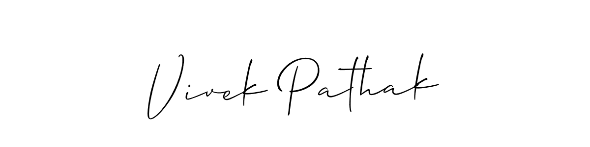 Make a short Vivek Pathak signature style. Manage your documents anywhere anytime using Allison_Script. Create and add eSignatures, submit forms, share and send files easily. Vivek Pathak signature style 2 images and pictures png