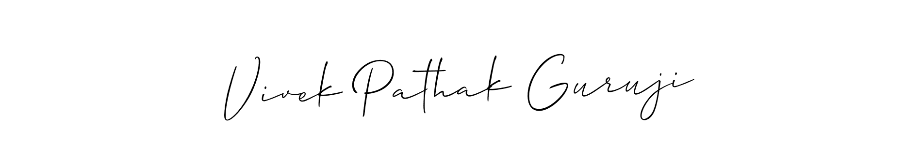 Allison_Script is a professional signature style that is perfect for those who want to add a touch of class to their signature. It is also a great choice for those who want to make their signature more unique. Get Vivek Pathak Guruji name to fancy signature for free. Vivek Pathak Guruji signature style 2 images and pictures png