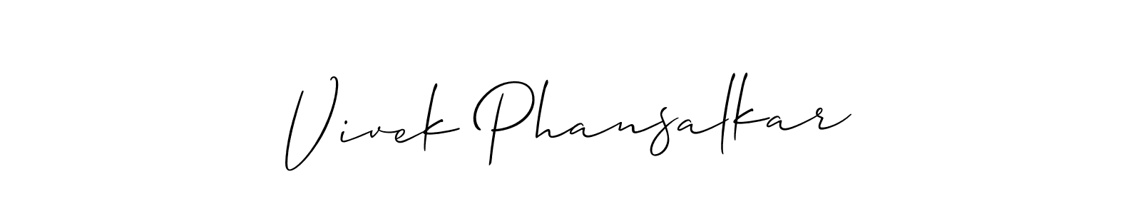 You should practise on your own different ways (Allison_Script) to write your name (Vivek Phansalkar) in signature. don't let someone else do it for you. Vivek Phansalkar signature style 2 images and pictures png