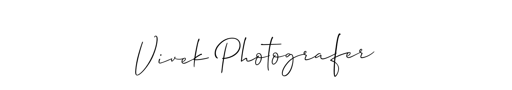 The best way (Allison_Script) to make a short signature is to pick only two or three words in your name. The name Vivek Photografer include a total of six letters. For converting this name. Vivek Photografer signature style 2 images and pictures png