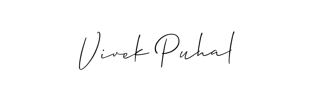 How to make Vivek Puhal name signature. Use Allison_Script style for creating short signs online. This is the latest handwritten sign. Vivek Puhal signature style 2 images and pictures png