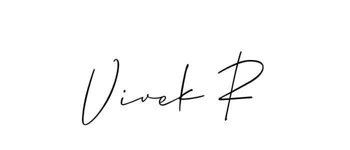 Also we have Vivek R name is the best signature style. Create professional handwritten signature collection using Allison_Script autograph style. Vivek R signature style 2 images and pictures png