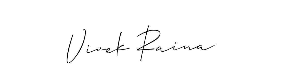 How to make Vivek Raina name signature. Use Allison_Script style for creating short signs online. This is the latest handwritten sign. Vivek Raina signature style 2 images and pictures png