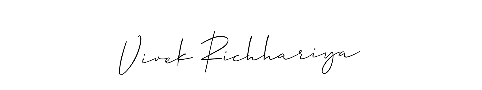 Allison_Script is a professional signature style that is perfect for those who want to add a touch of class to their signature. It is also a great choice for those who want to make their signature more unique. Get Vivek Richhariya name to fancy signature for free. Vivek Richhariya signature style 2 images and pictures png