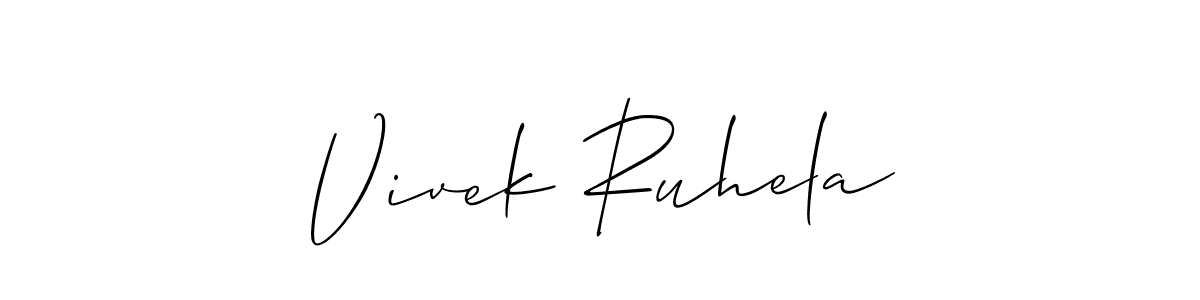 Make a short Vivek Ruhela signature style. Manage your documents anywhere anytime using Allison_Script. Create and add eSignatures, submit forms, share and send files easily. Vivek Ruhela signature style 2 images and pictures png