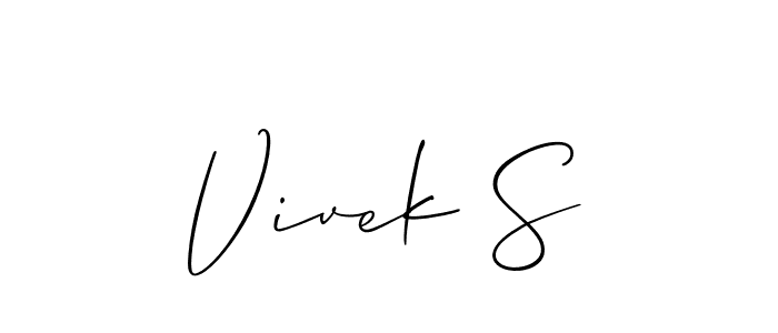 if you are searching for the best signature style for your name Vivek S. so please give up your signature search. here we have designed multiple signature styles  using Allison_Script. Vivek S signature style 2 images and pictures png
