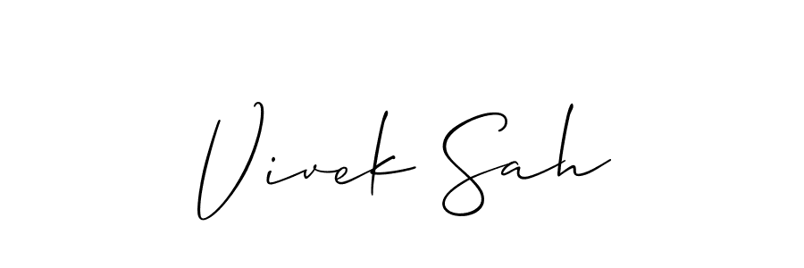 The best way (Allison_Script) to make a short signature is to pick only two or three words in your name. The name Vivek Sah include a total of six letters. For converting this name. Vivek Sah signature style 2 images and pictures png